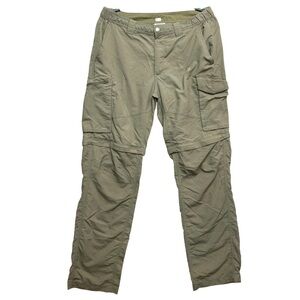 Columbia Convertible Hiking Pants Mens Size 34x32 Khaki Cargo Elastic Waist